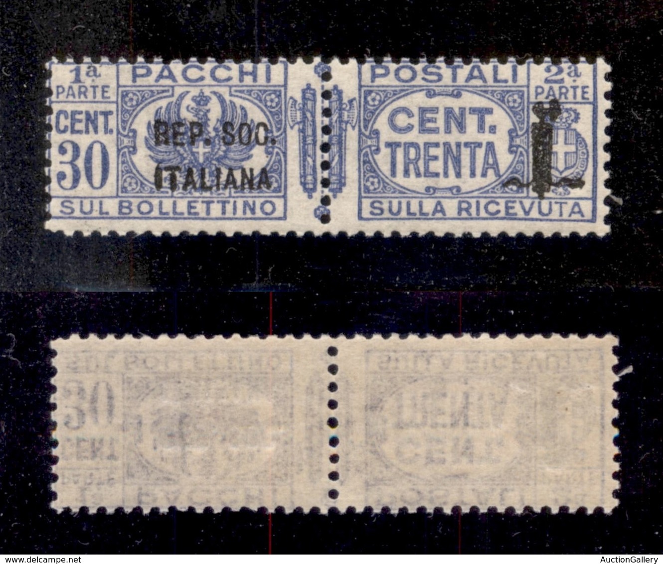 REPUBBLICA SOCIALE - SERVIZI - 1944 - Pacchi Postali - 30 Cent (39a) Con Soprastampa Corta - Gomma Integra (90) - Other & Unclassified