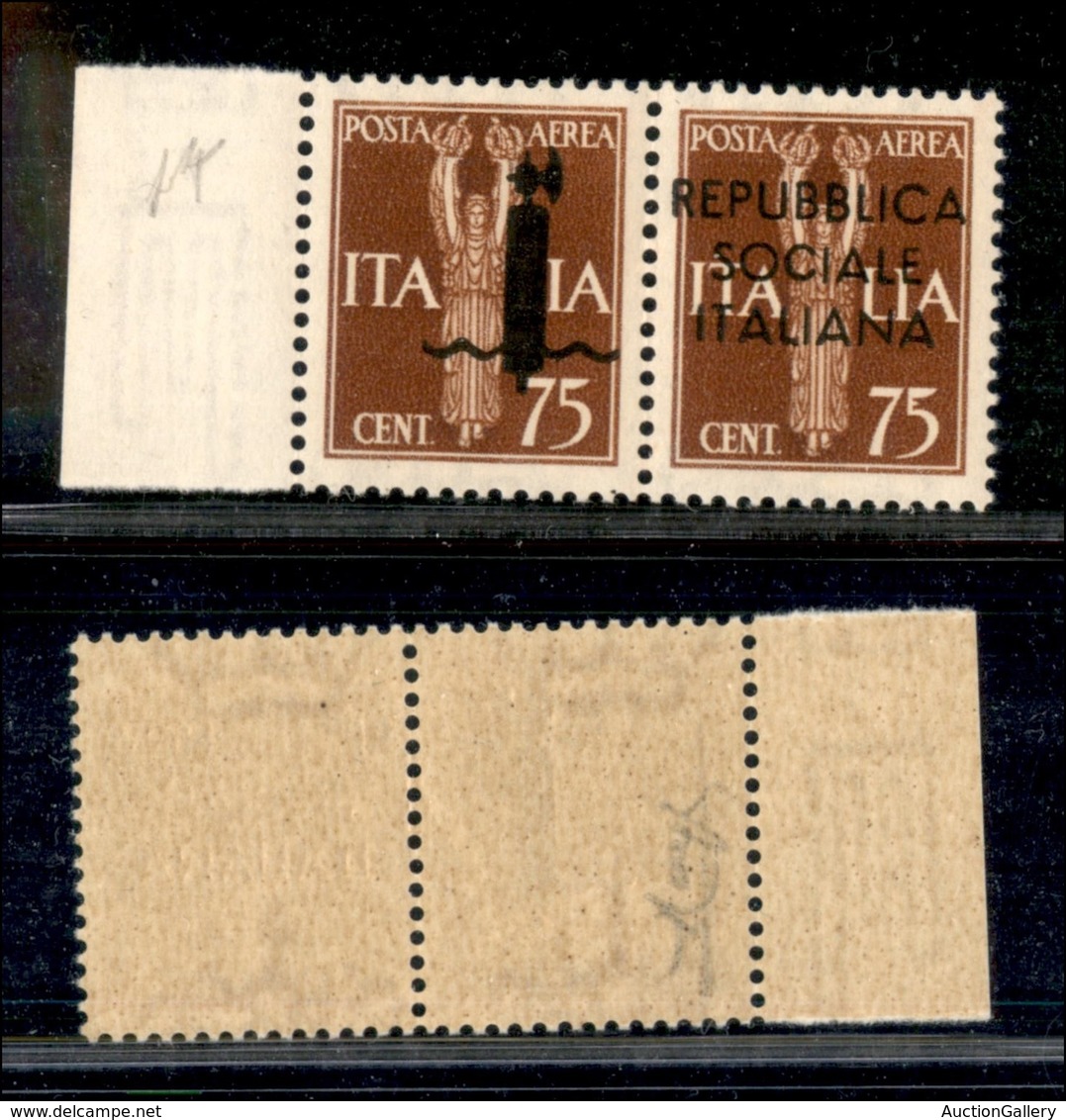 REPUBBLICA SOCIALE - SAGGI - 1944 - Saggi - Genova - 75 + 75 Cent (P3 - Aerea) - Gomma Integra - Raybaudi (600) - Sonstige & Ohne Zuordnung