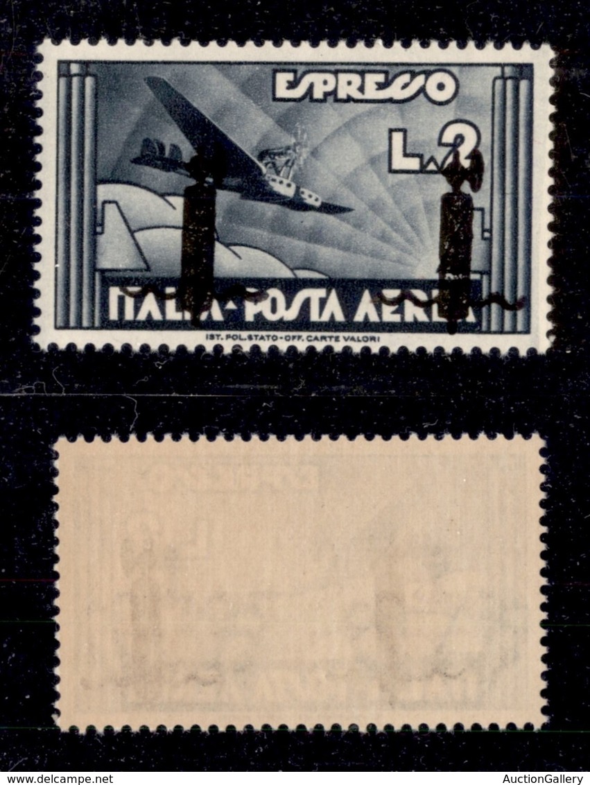 REPUBBLICA SOCIALE - SAGGI - 1944 - Saggi - Verona - 2 Lire Aeroespresso (P16 - Aerea) - Gomma Integra - Cert. AG (6.000 - Sonstige & Ohne Zuordnung