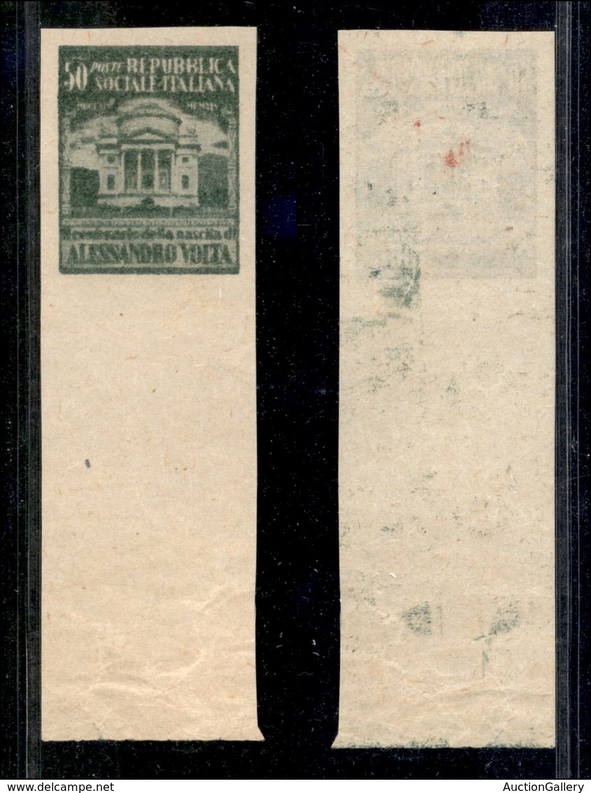REPUBBLICA SOCIALE - SAGGI - 1945 - Saggi - Volta - 50 Cent Verde Scuro (Unificato 513A - Carta Grigia) Non Dentellato C - Other & Unclassified