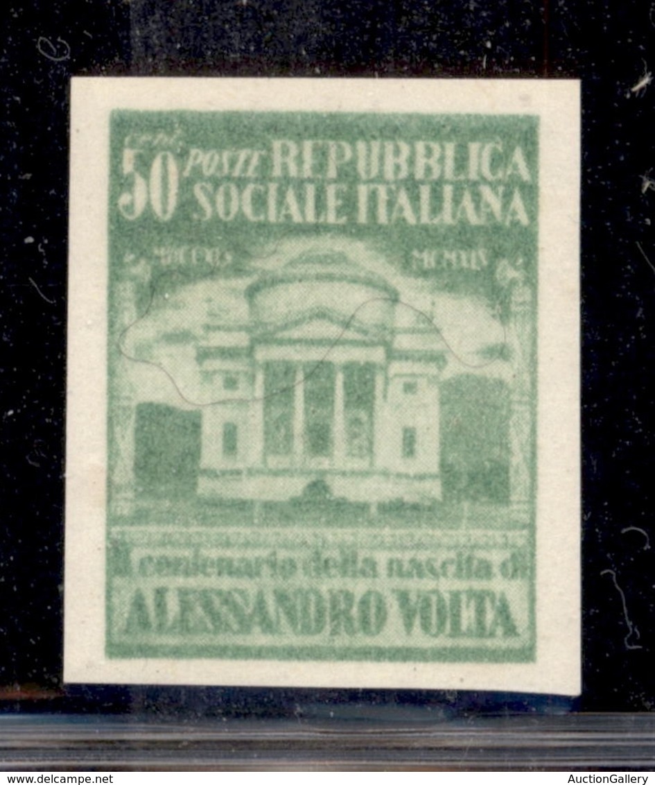 REPUBBLICA SOCIALE - SAGGI - 1945 - Saggi - Volta - 50 Cent Verde Giallo (Unificato 513A - Carta Bianca) Non Dentellato  - Andere & Zonder Classificatie