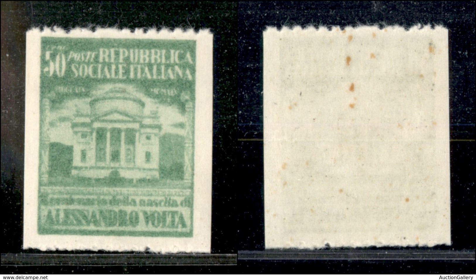 REPUBBLICA SOCIALE - SAGGI - 1945 - Saggi - Volta - 50 Cent Verde Giallo (Unificato 513A - Carta Bianca) Con Dentellatur - Sonstige & Ohne Zuordnung