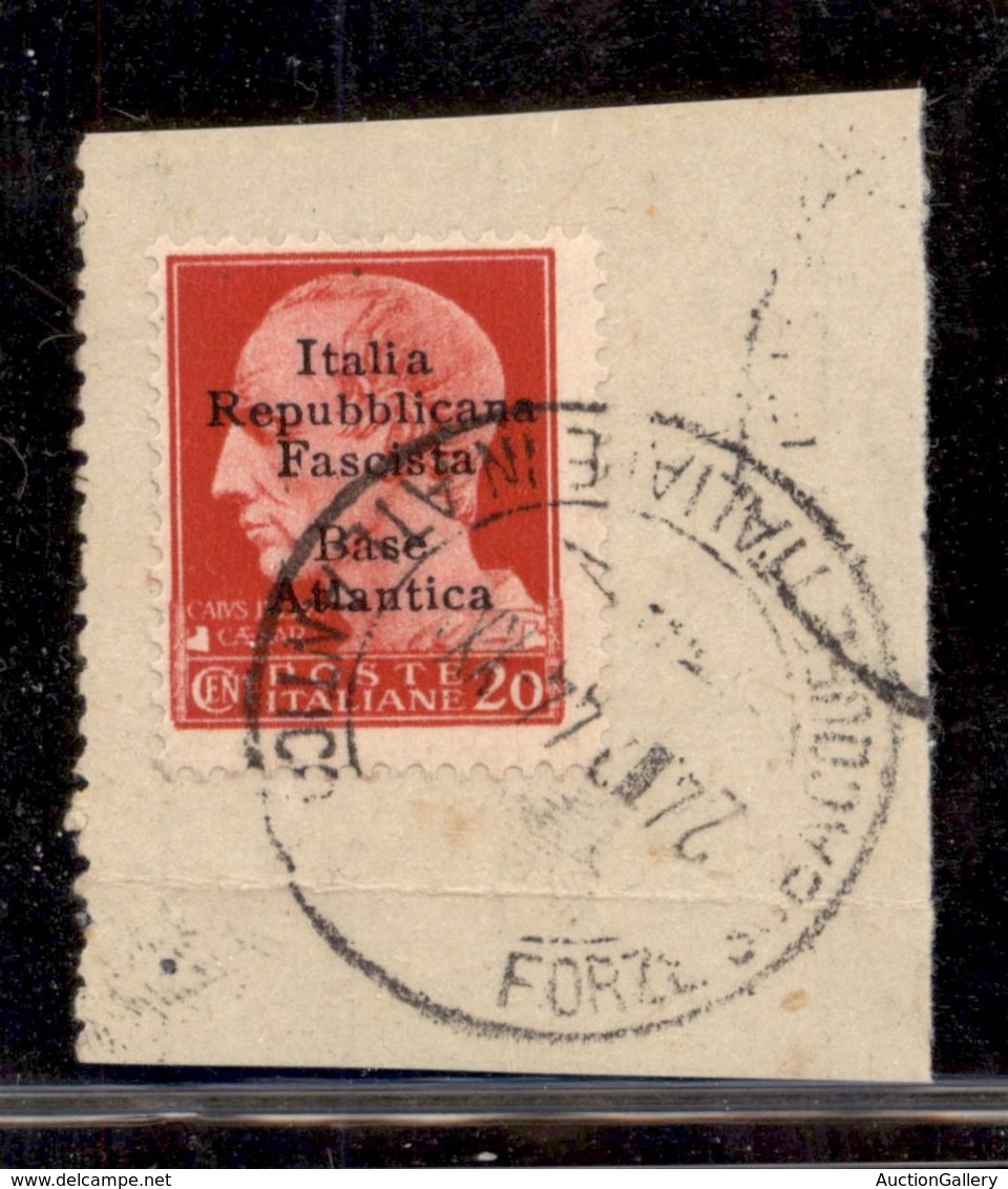 LOCALI - BASE ATLANTICA - 1943 - 20 Cent (8) Usato Su Frammento (300+) - Other & Unclassified