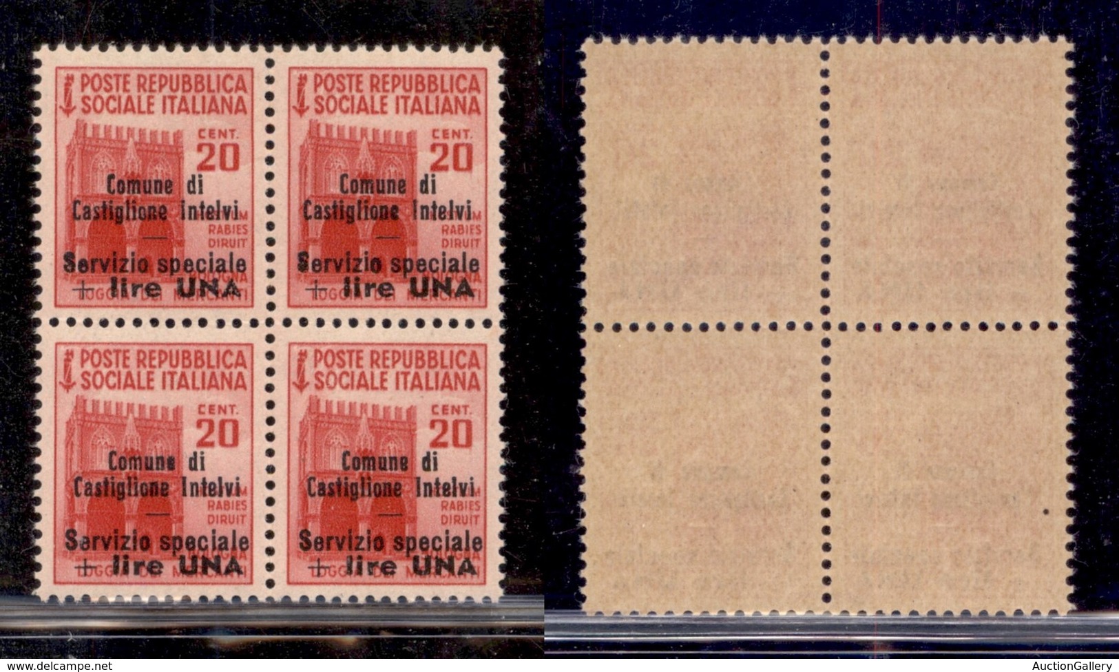 LOCALI - CASTIGLIONE D’INTELVI - 1945 - 20 Cent + 1 Lira (5) In Quartina - Gomma Integra (500) - Sonstige & Ohne Zuordnung