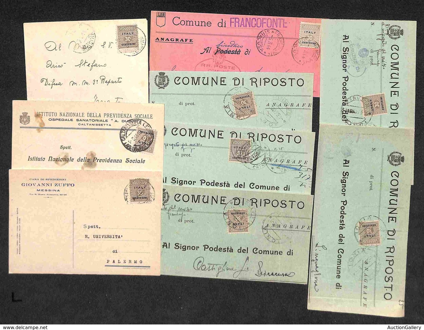 LOCALI - AMP SICILIA - AMP Sicilia - 30 Cent (3) - 2 Cartoline + 1 Busta + 6 Pieghi - Affrancature Singole - Other & Unclassified