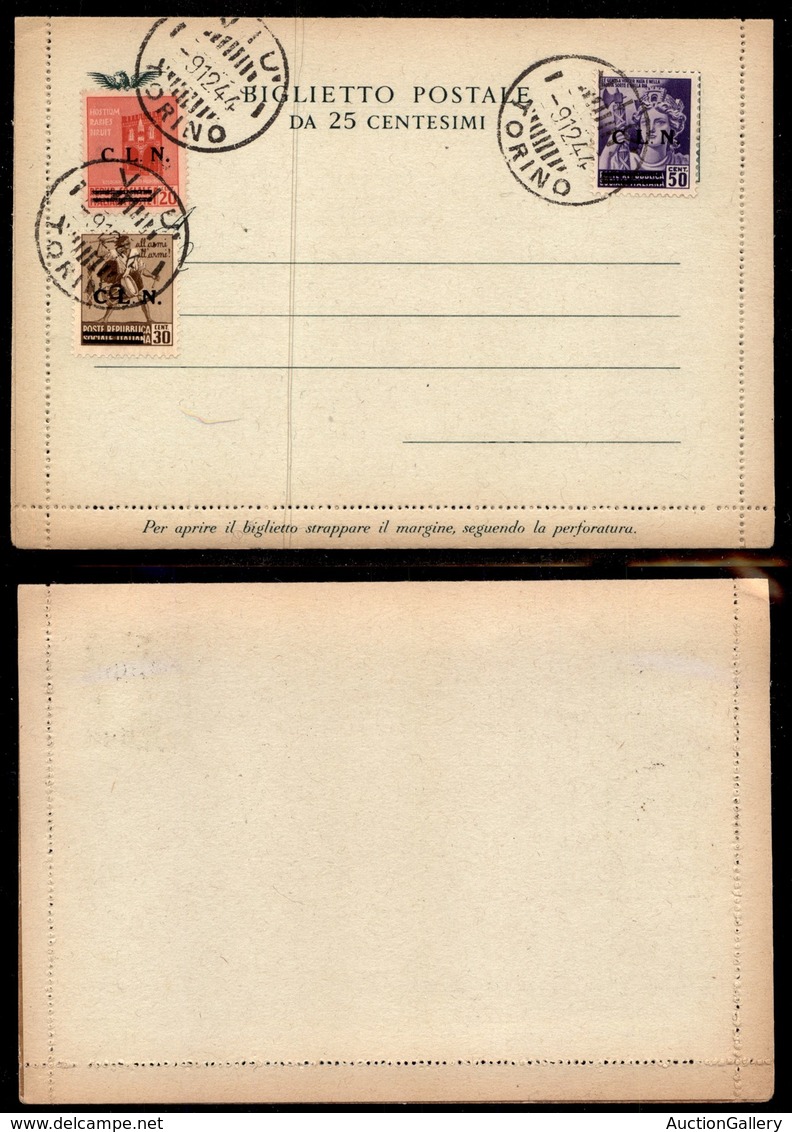 LOCALI - TORINO - 1944 - 20 Cent (CEI 10) + 30 Cent (CEI 12) + 50 Cent (CEI 13) A Ricoprire - Usati Su Biglietto Postale - Other & Unclassified