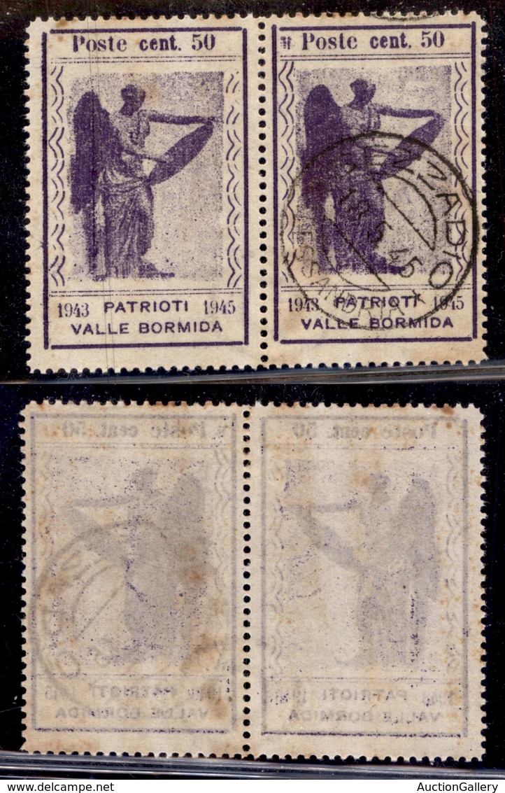 LOCALI - VALLE BORMIDA - 1945 - 50 Cent Vittoria (12) - Coppia Orizzontale Con Filigrana Lettere (a Cavallo Della Dentel - Sonstige & Ohne Zuordnung