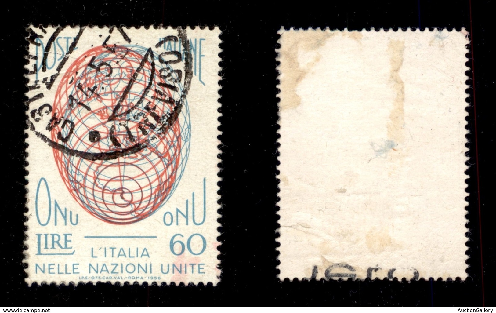 REPUBBLICA - 1957 - 60 Lire ONU (807b) Con Doppia Stampa Del Rosso - Lievi Assottigliamenti Al Retro (1.200) - Autres & Non Classés