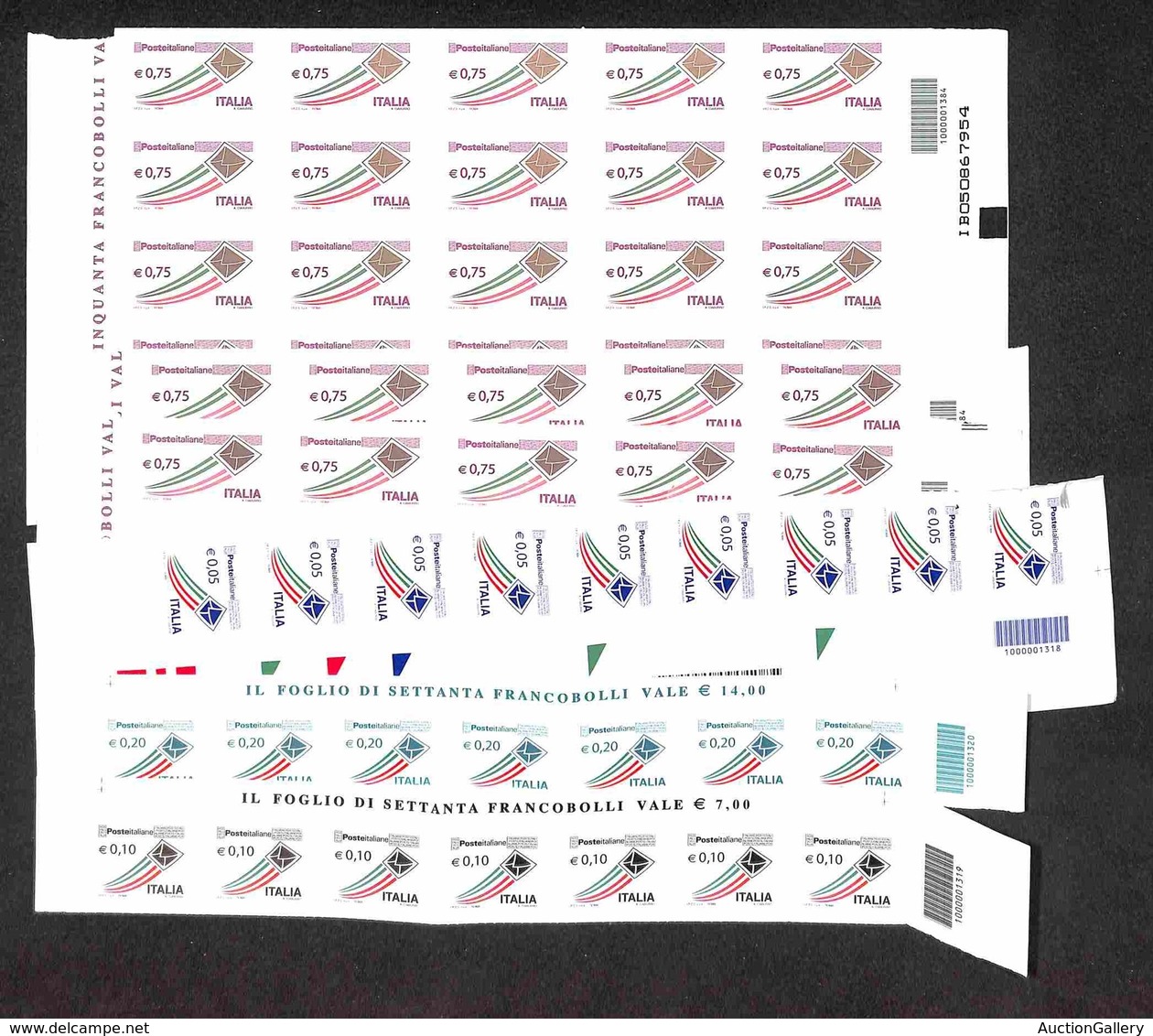 REPUBBLICA - 2009/2010 - Codici A Barre (3102A + 3180/3182) - Tre Blocchi + Tre Striscie In Angolo Di Foglio Completo De - Sonstige & Ohne Zuordnung