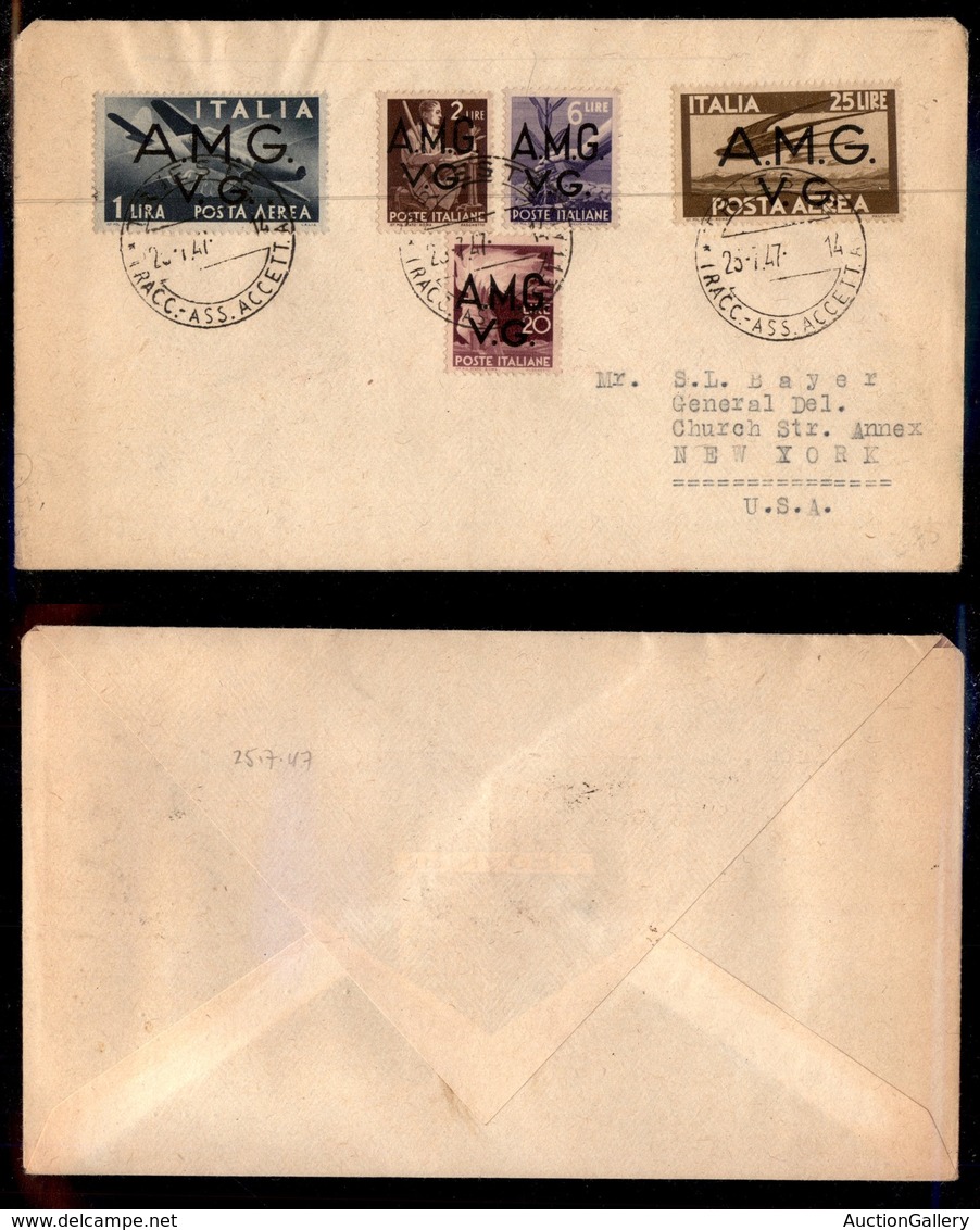 AMGVG - TRIESTE - LITORALE - AMGVG - Aerogramma Da Trieste A New York Del 25.7.47 Con Affrancatura Dei 54 0lire (14 + 17 - Sonstige & Ohne Zuordnung