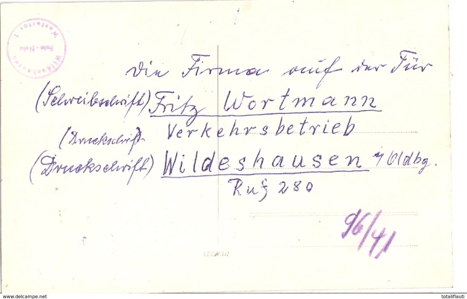 WILDESHAUSEN In Oldenburg Omnibus Bus Des Verkehrsbetriebes Fritz Wortmann Vor Gebäude Original Fotokarte Ungelaufen - Wildeshausen