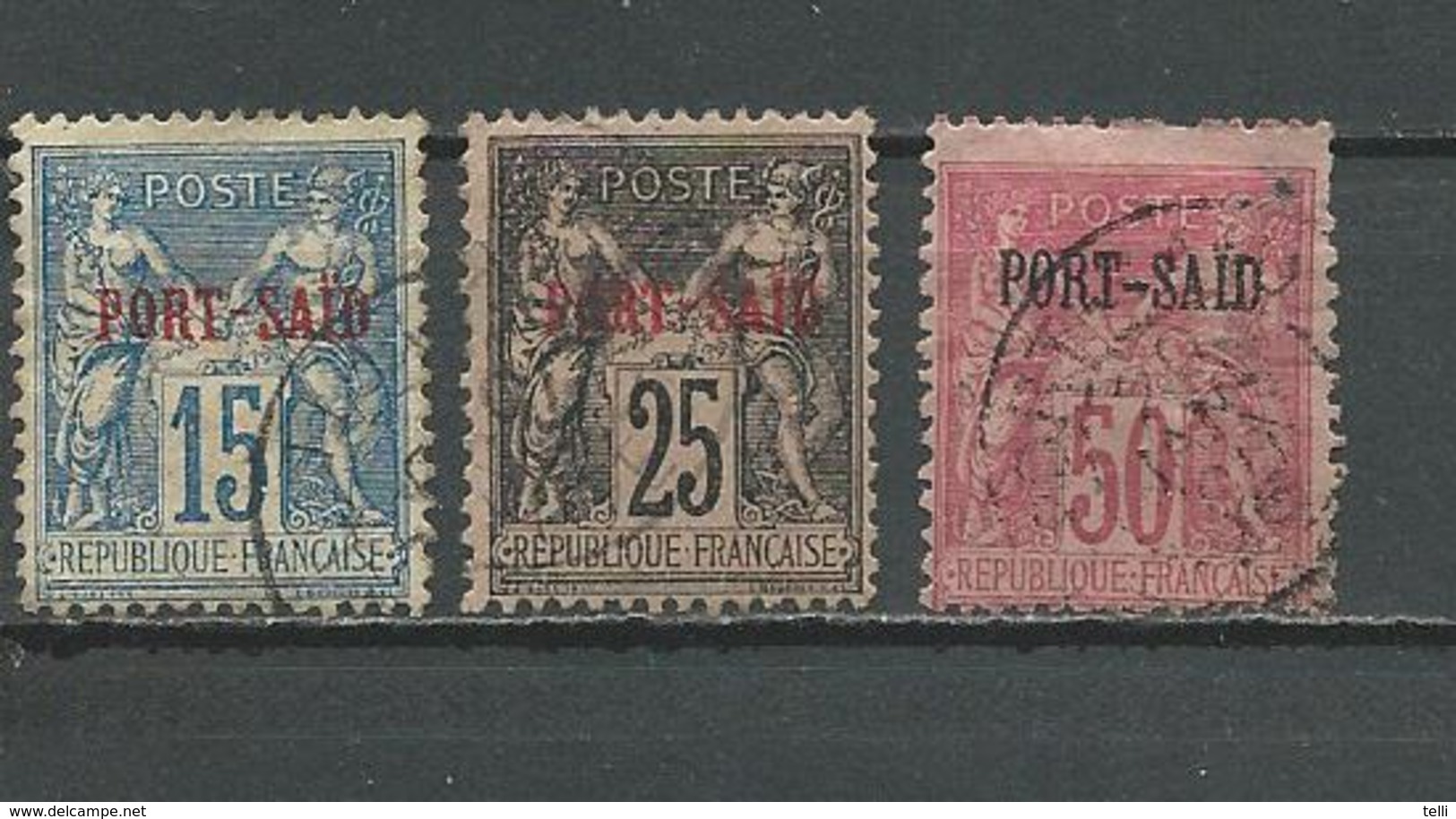 PORT-SAID Scott 7, 9, 12 Yvert 9, 11, 15 (3) O 27,50 $ 1899 - Oblitérés