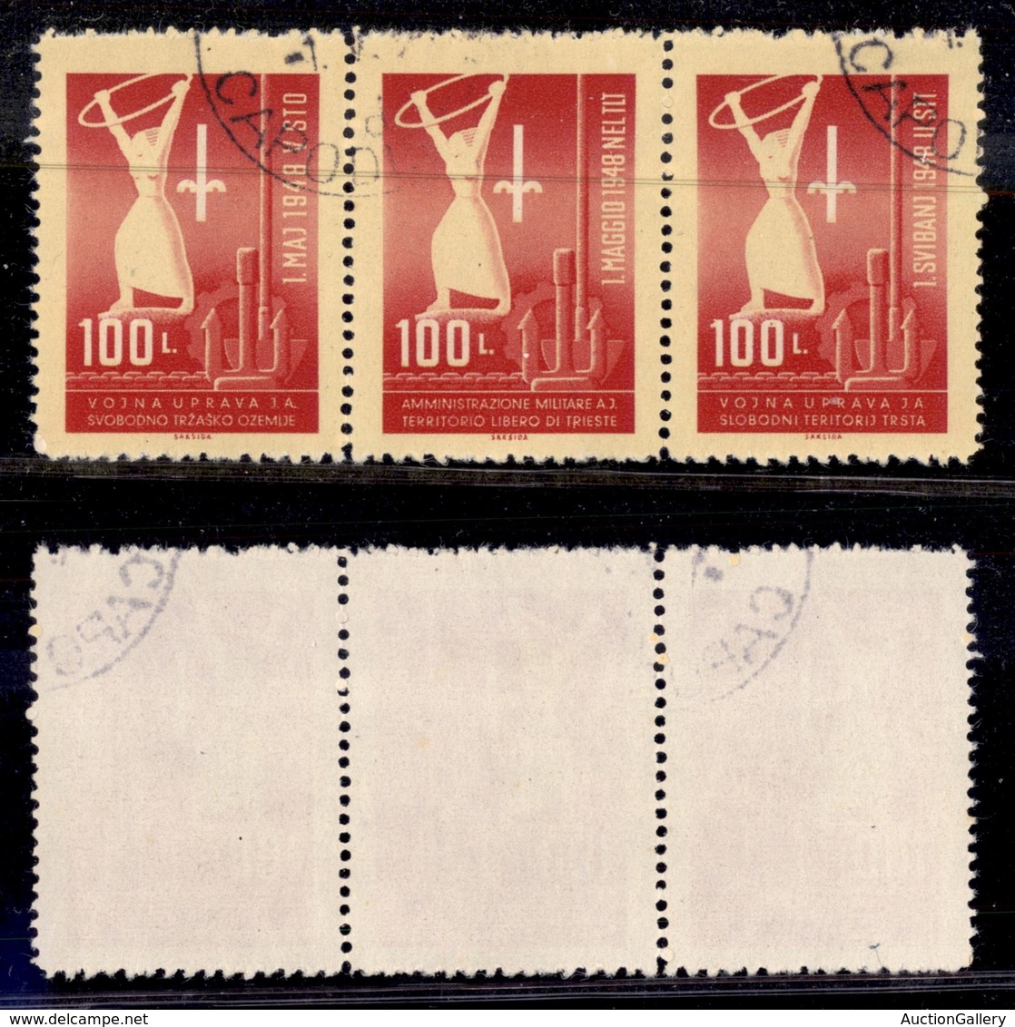 AMGVG - TRIESTE - LITORALE - TRIESTE B - 1948 - Trittico (1/3) Usato (120) - Sonstige & Ohne Zuordnung