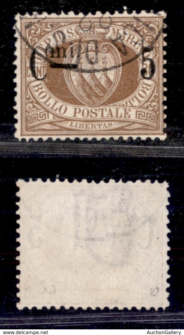 SAN MARINO - 1892 - 5 Cent Su 30 (9) Usato (175) - Andere & Zonder Classificatie