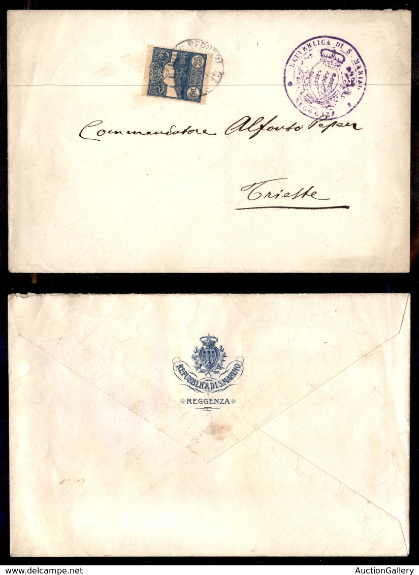 SAN MARINO - 25 Cent (38) - Busta Per Trieste - Other & Unclassified
