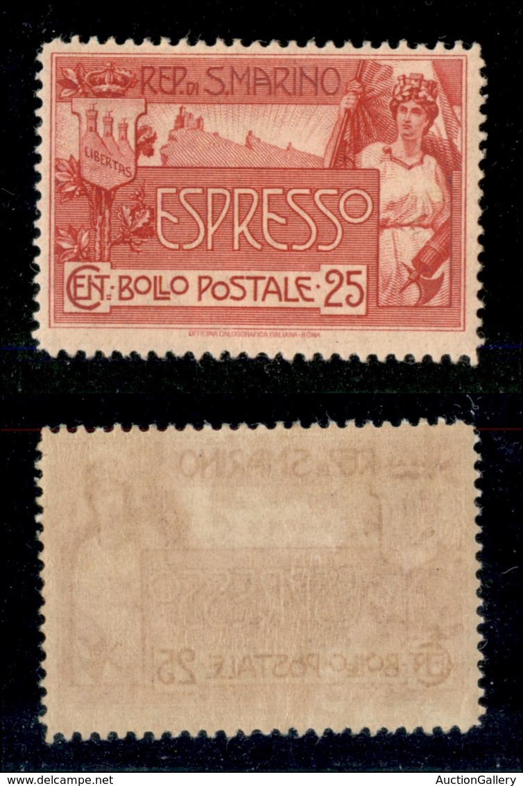 SAN MARINO - 1907 - Espressi - 25 Cent (1) - Gomma Integra (150) - Sonstige & Ohne Zuordnung