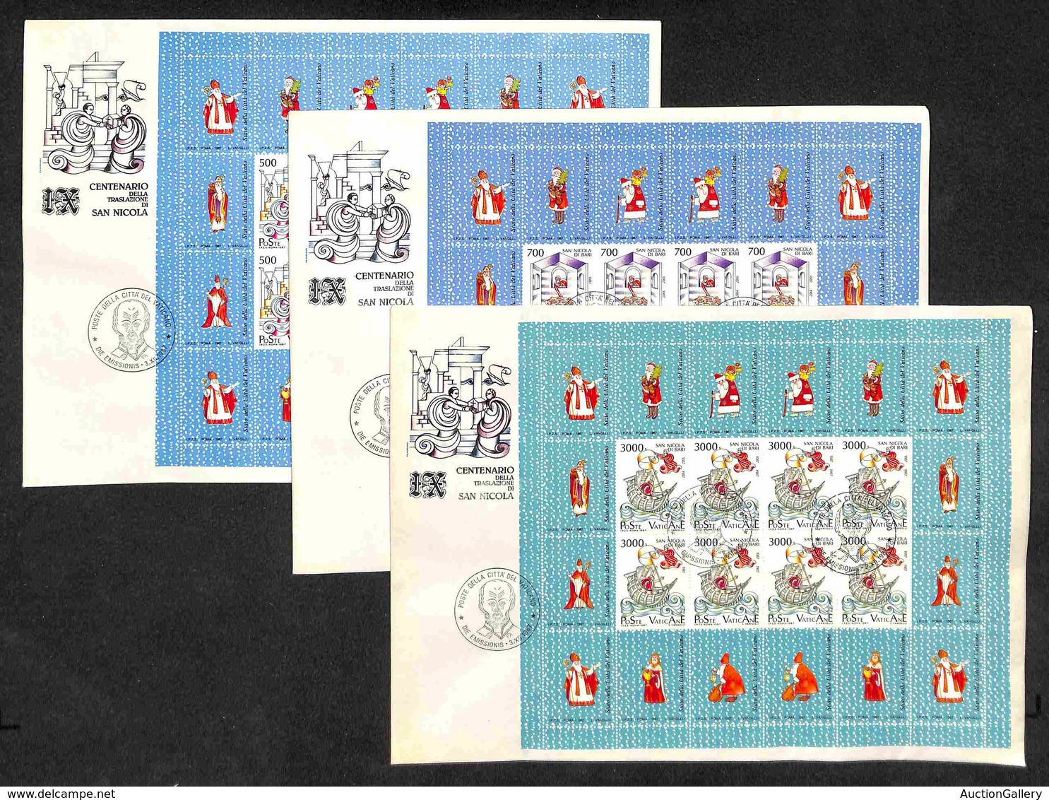 VATICANO - 1987 (3 Dicembre) - Foglietti - S. Nicola (10/12) - Serie Completa Su 3 Buste FDC - Autres & Non Classés