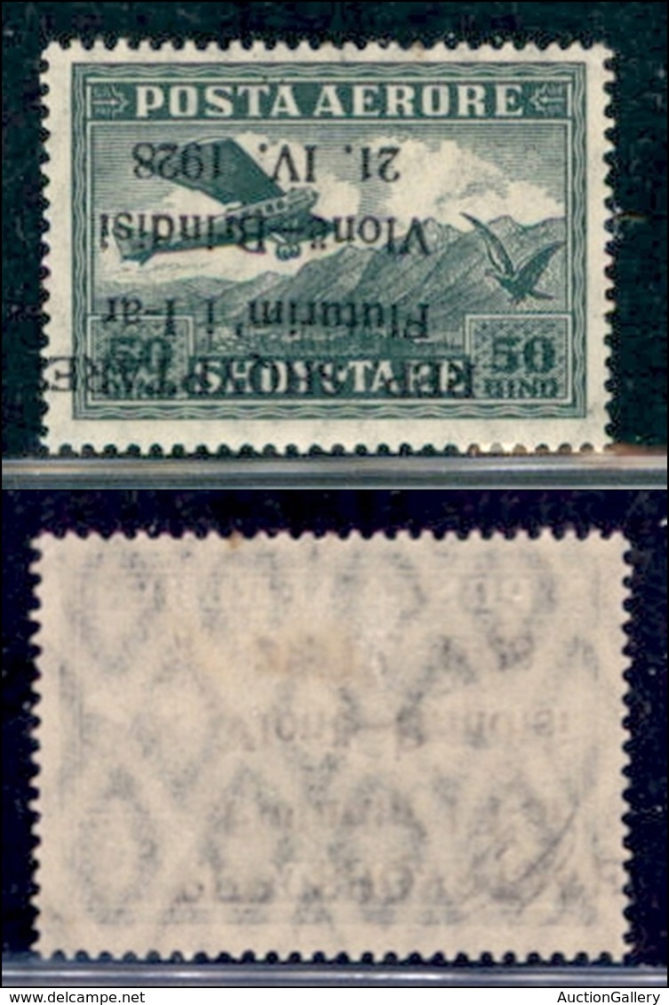 EUROPA - ALBANIA - 1928 - 50 Qind Valona Brindisi (165) - Soprastampa Capovolta - Gomma Integra - Andere & Zonder Classificatie