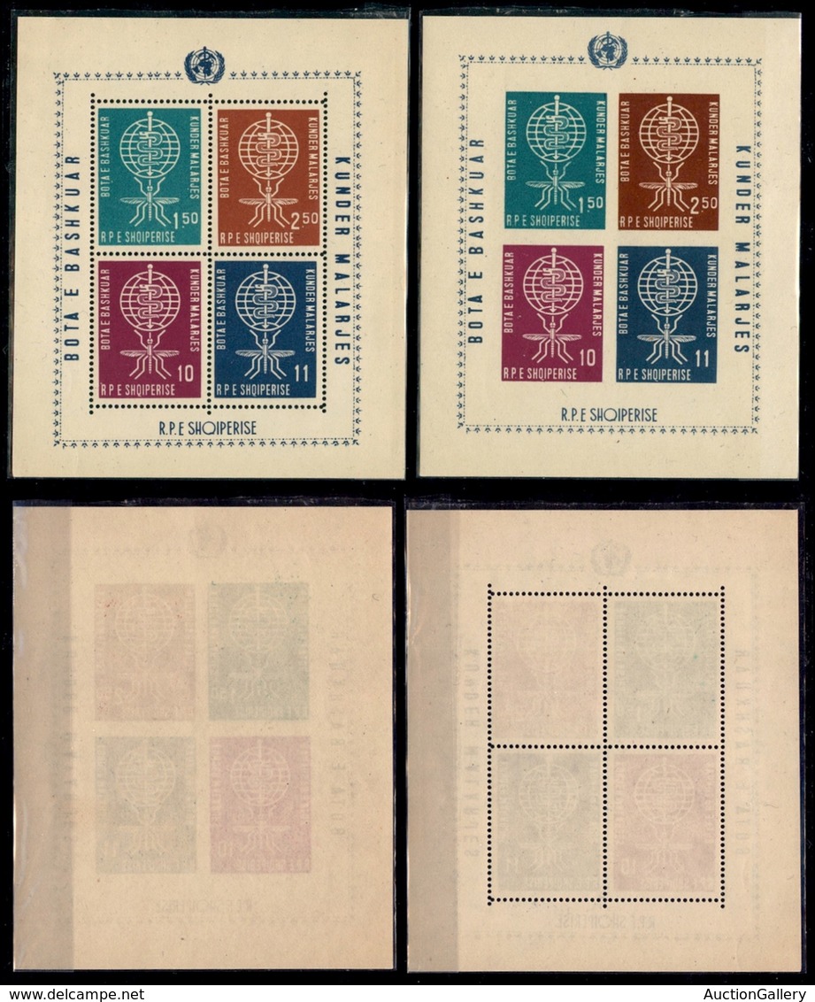 EUROPA - ALBANIA - 1962 - Malaria (Block 7 A + B) - Foglietto Dentellato E Non - Gomma Integra (60) - Other & Unclassified