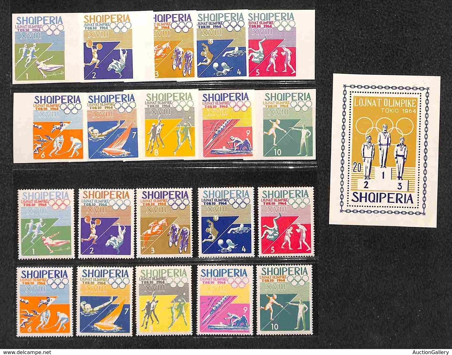 EUROPA - ALBANIA - 1964 - Olimpiadi Tokyo V (859/868 + Block 26A + 870/879) - 2 Serie Complete + Foglietto - Gomma Integ - Other & Unclassified