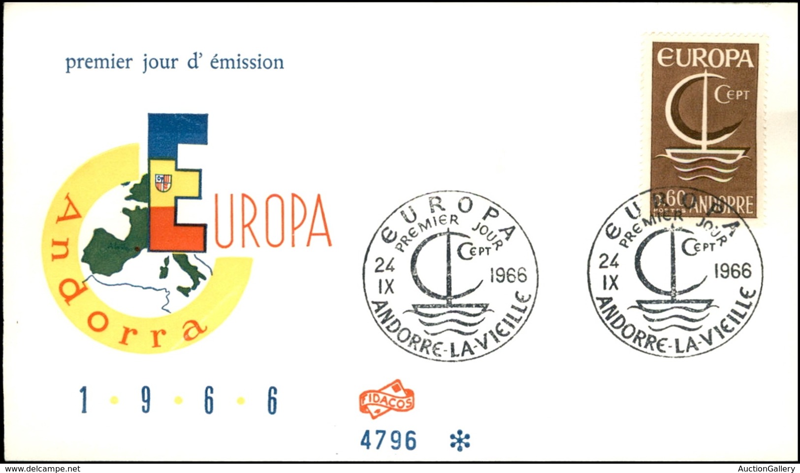 EUROPA - ANDORRA FRANCESE - 0,60 Fr Europa Cept (198) - FDC 24.9.66 - Otros & Sin Clasificación