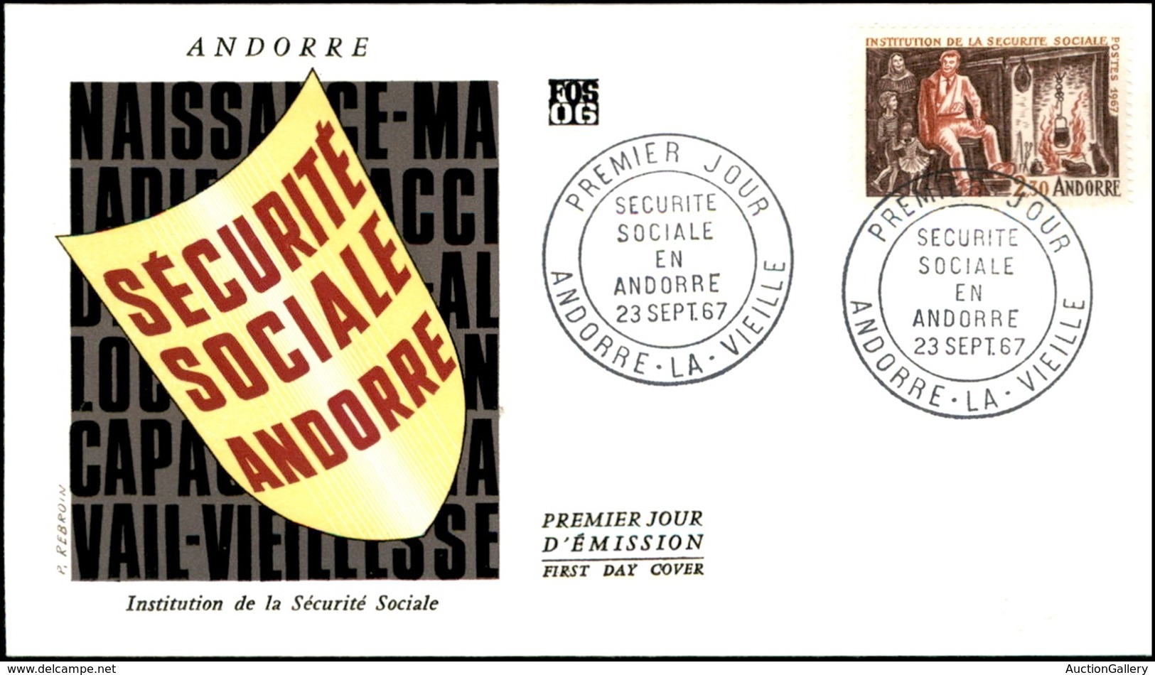 EUROPA - ANDORRA FRANCESE - 2,30 Fr Sicurezza Sociale (203) - FDC 23.9.67 - Other & Unclassified