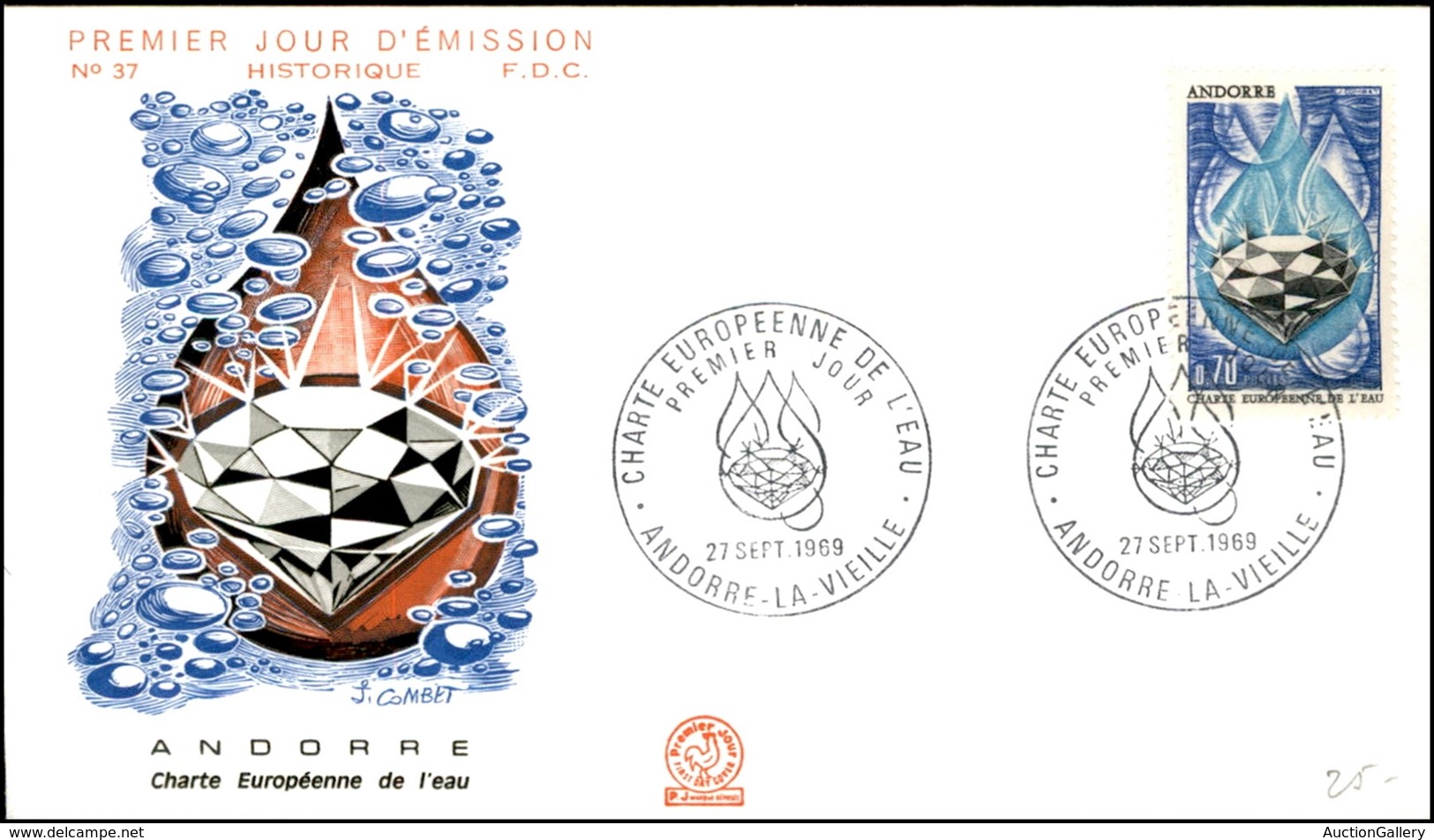 EUROPA - ANDORRA FRANCESE - 0,70 Fr Acqua (217) - FDC 27.9.69 - Sonstige & Ohne Zuordnung