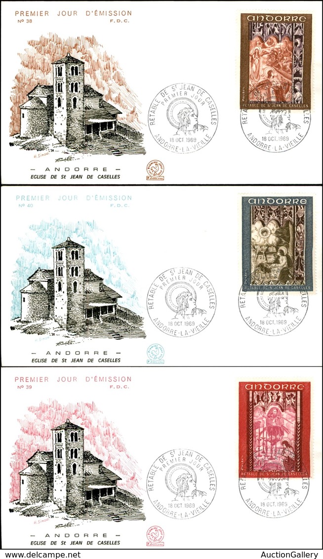 EUROPA - ANDORRA FRANCESE - Affreschi III (218/220) - Serie Completa - 3 FDC 18.10.69 - Andere & Zonder Classificatie