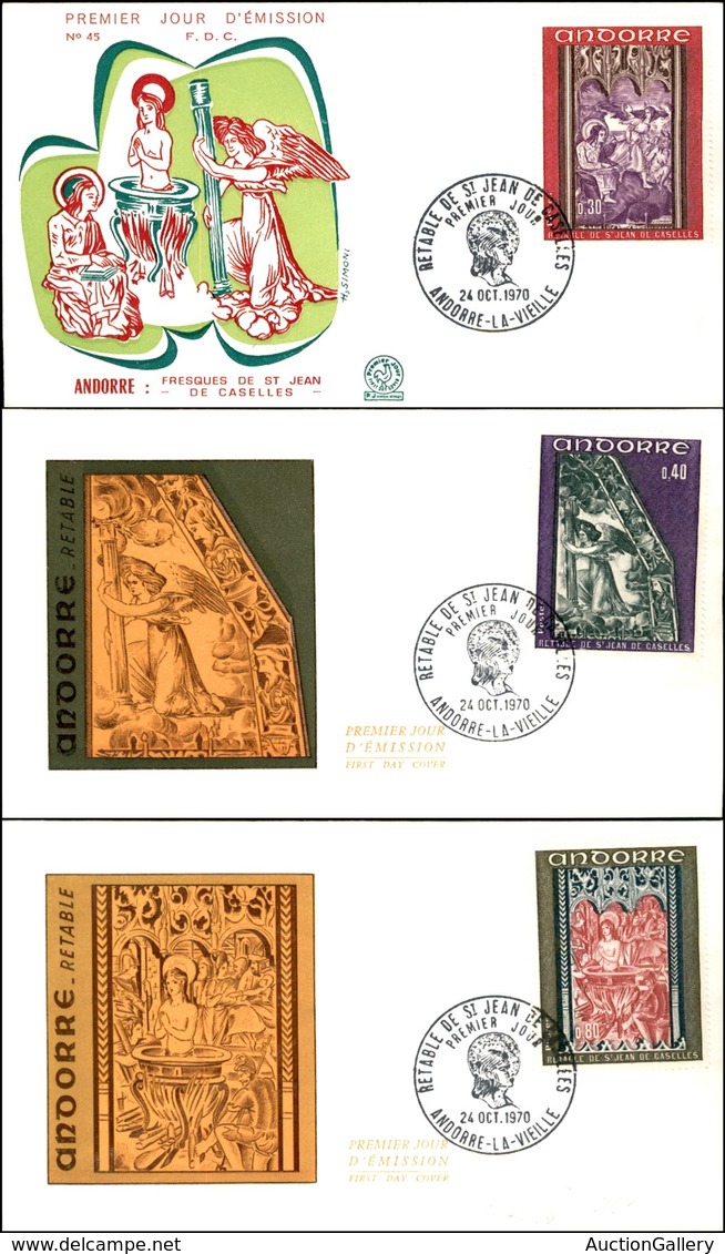 EUROPA - ANDORRA FRANCESE - Affreschi IV (226/228) - Serie Completa - 3 FDC 24.10.70 - Other & Unclassified