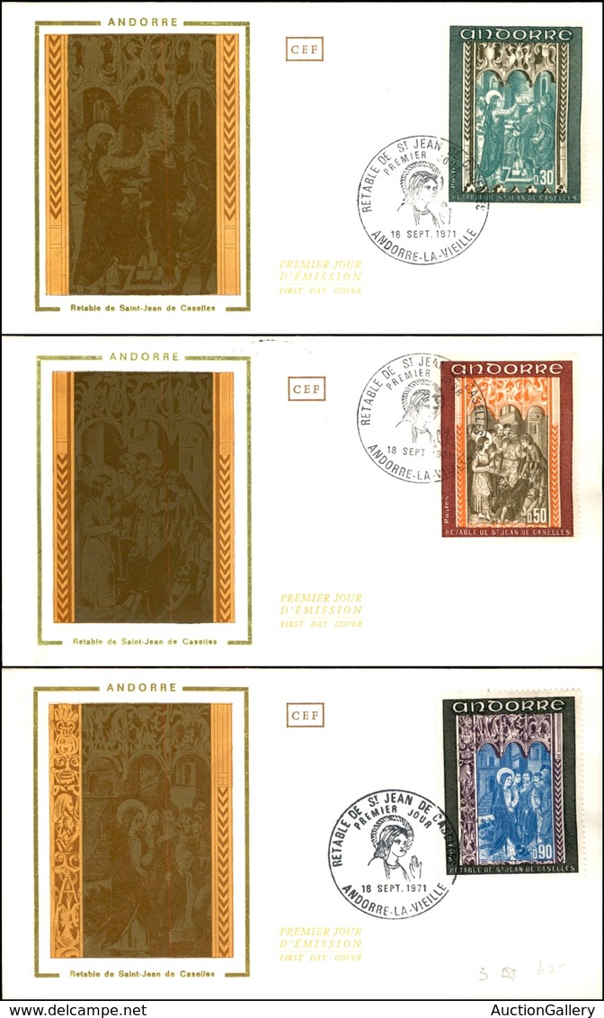 EUROPA - ANDORRA FRANCESE - Affreschi V (235/237) - Serie Completa - 3 FDC 18.9.71 - Andere & Zonder Classificatie