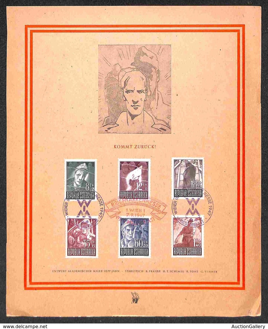 EUROPA - AUSTRIA - 1947 - Prigionieri Di Guerra (829/834) - Serie Completa Su Cartoncino Fiera Di Vienna 7.9.47 - Sonstige & Ohne Zuordnung