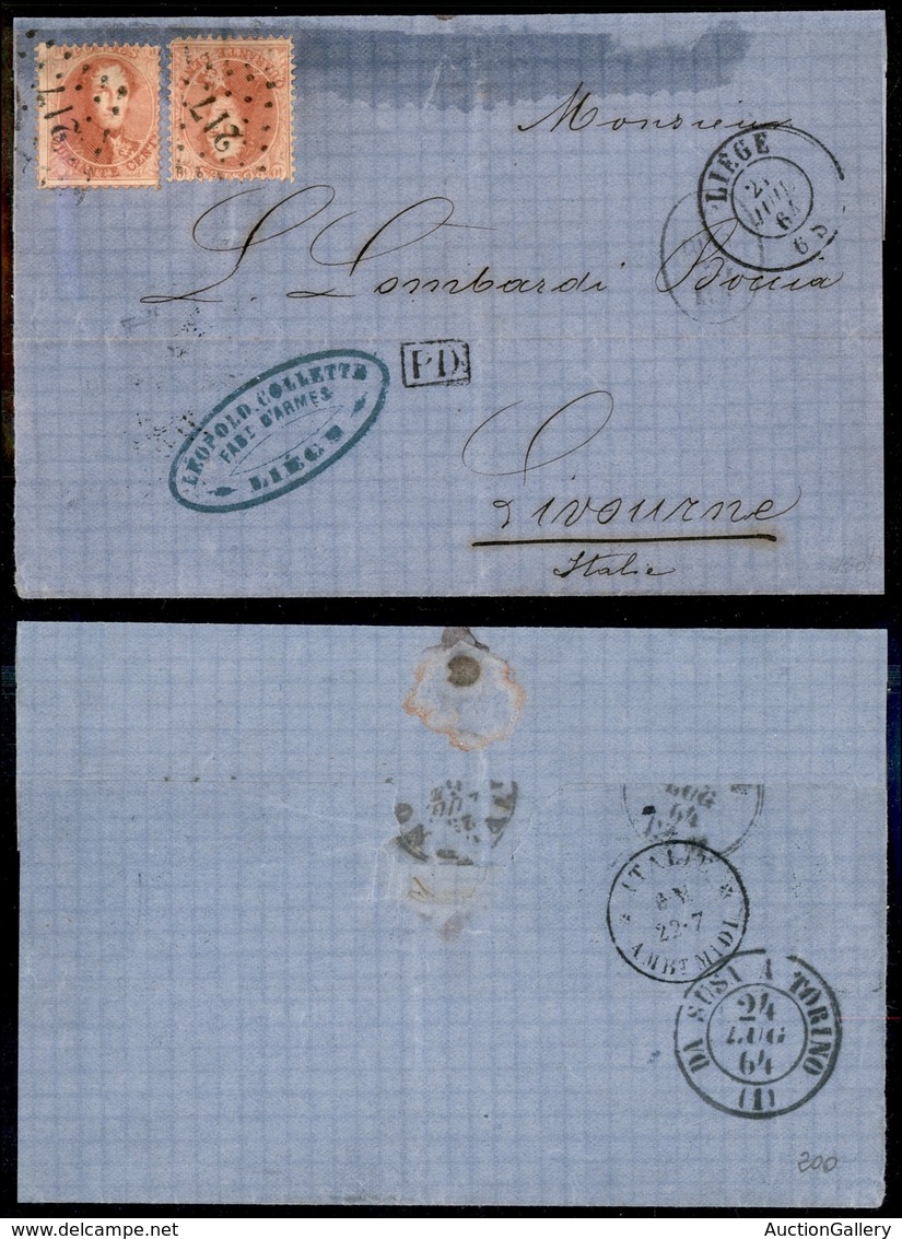 EUROPA - BELGIO - Due 40 Cent (13A) - Involucro Da Liege A Livorno Del 21.7.64 - Other & Unclassified