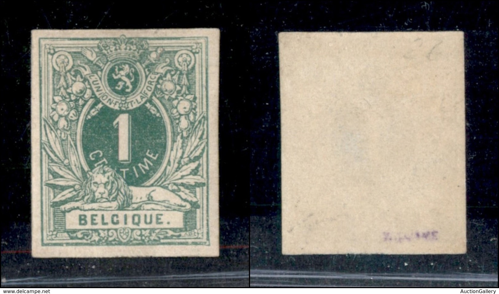 EUROPA - BELGIO - 1869 - 1 Cent (23U) Non Dentellato - Gomma Integra (50) - Andere & Zonder Classificatie