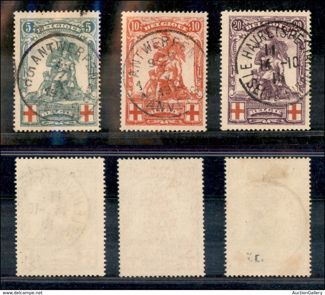 EUROPA - BELGIO - 1914 - Croce Rossa (104/106) - Serie Completa (55) - Andere & Zonder Classificatie