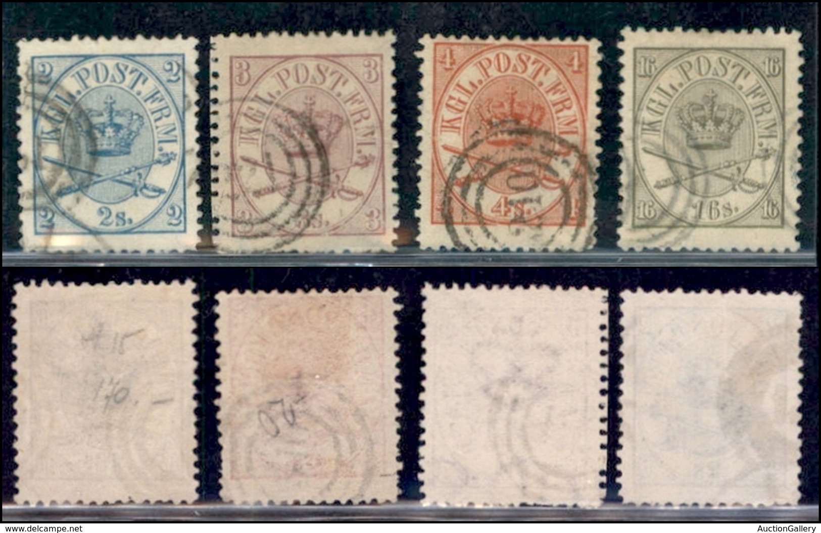 EUROPA - DANIMARCA - 1864/1870 - Corona E Spade (11/13 + 15A) - 4 Valori - Usati (200) - Sonstige & Ohne Zuordnung