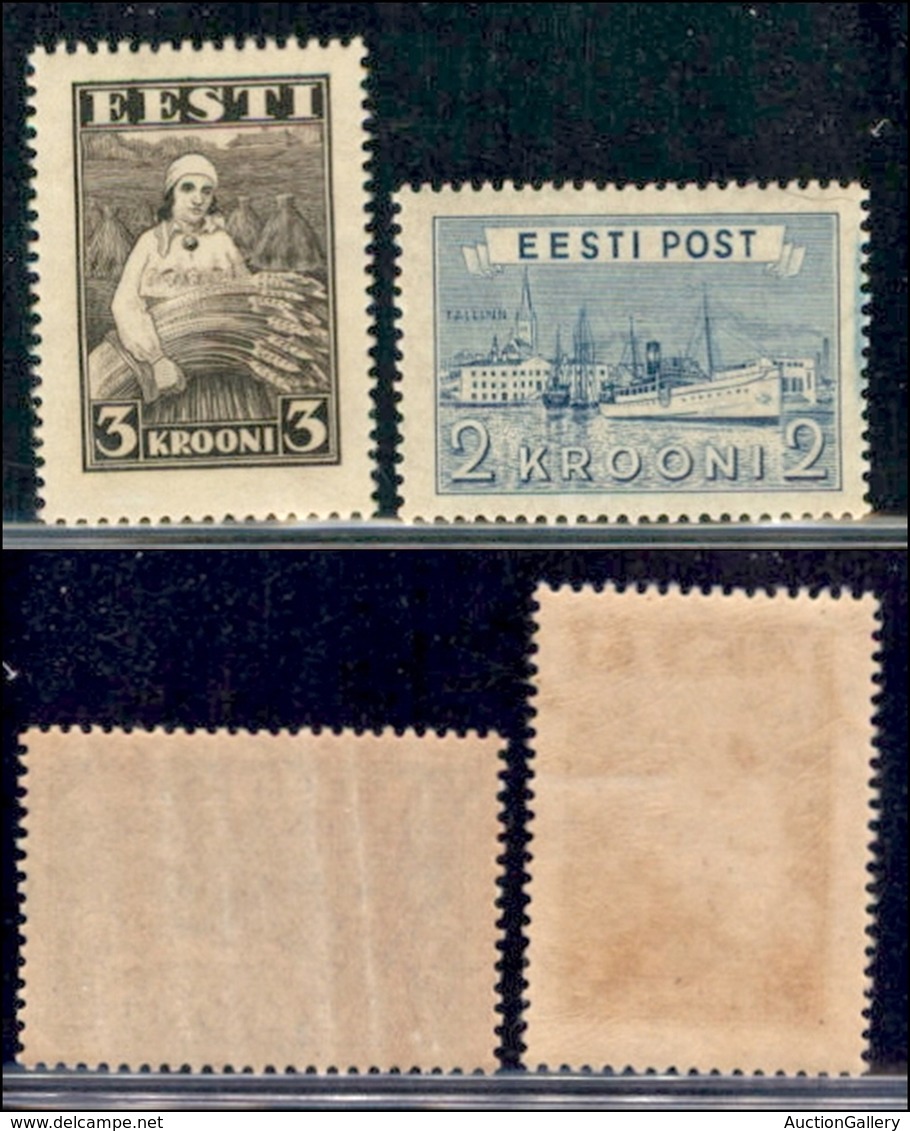 EUROPA - ESTONIA - 1935/1938 - 3 Kr Contadina (108) + 2 Kr Tallin (137) - Gomma Integra - Otros & Sin Clasificación