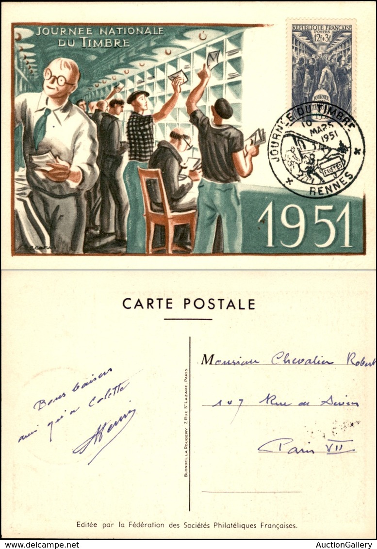 EUROPA - FRANCIA - 12 Franchi + 3 Franchi (897) - Cartolina FDC - Rennes 10.3.51 - Other & Unclassified