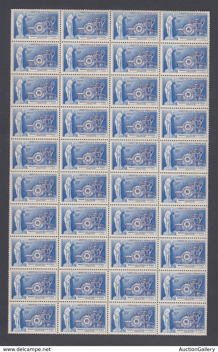 EUROPA - FRANCIA - 1957 - 30 Franchi Porcellane Di Sevres (1123) - Blocco Di 40 - Gomma Integra - Andere & Zonder Classificatie