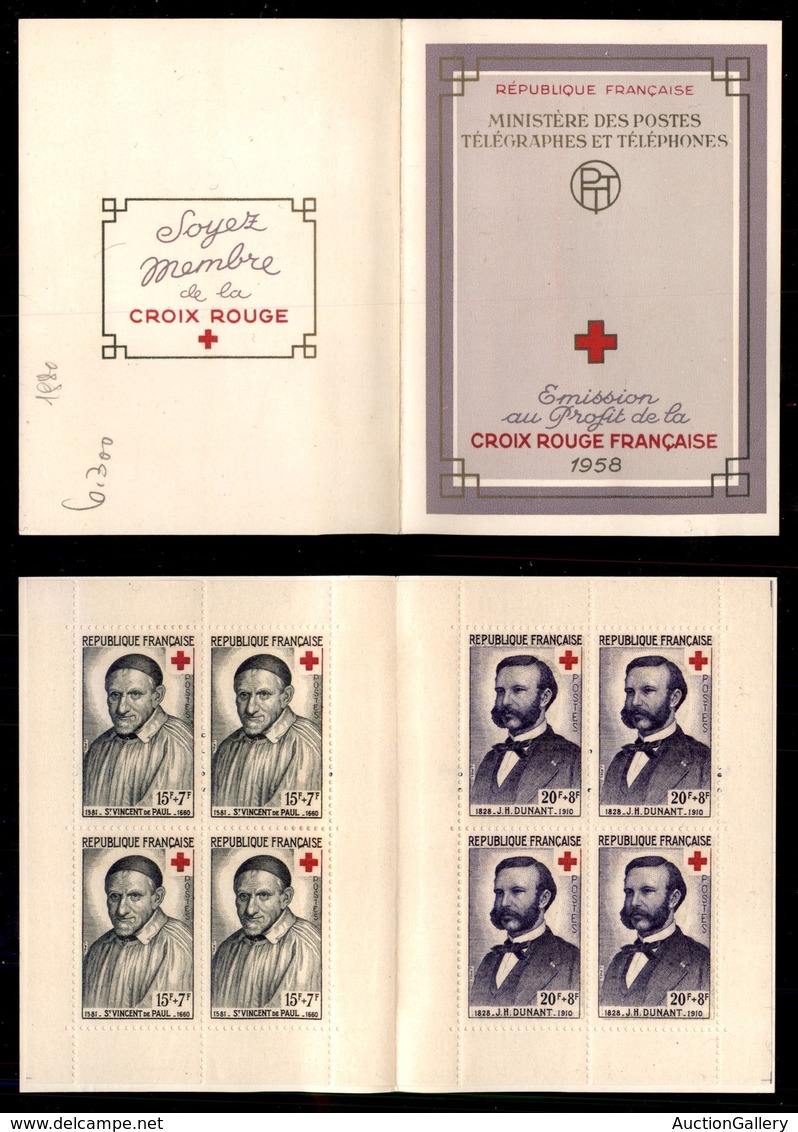 EUROPA - FRANCIA - 1958 - Libretti - Croce Rossa (1224/1225) - Perfetto E Integro (30+) - Autres & Non Classés