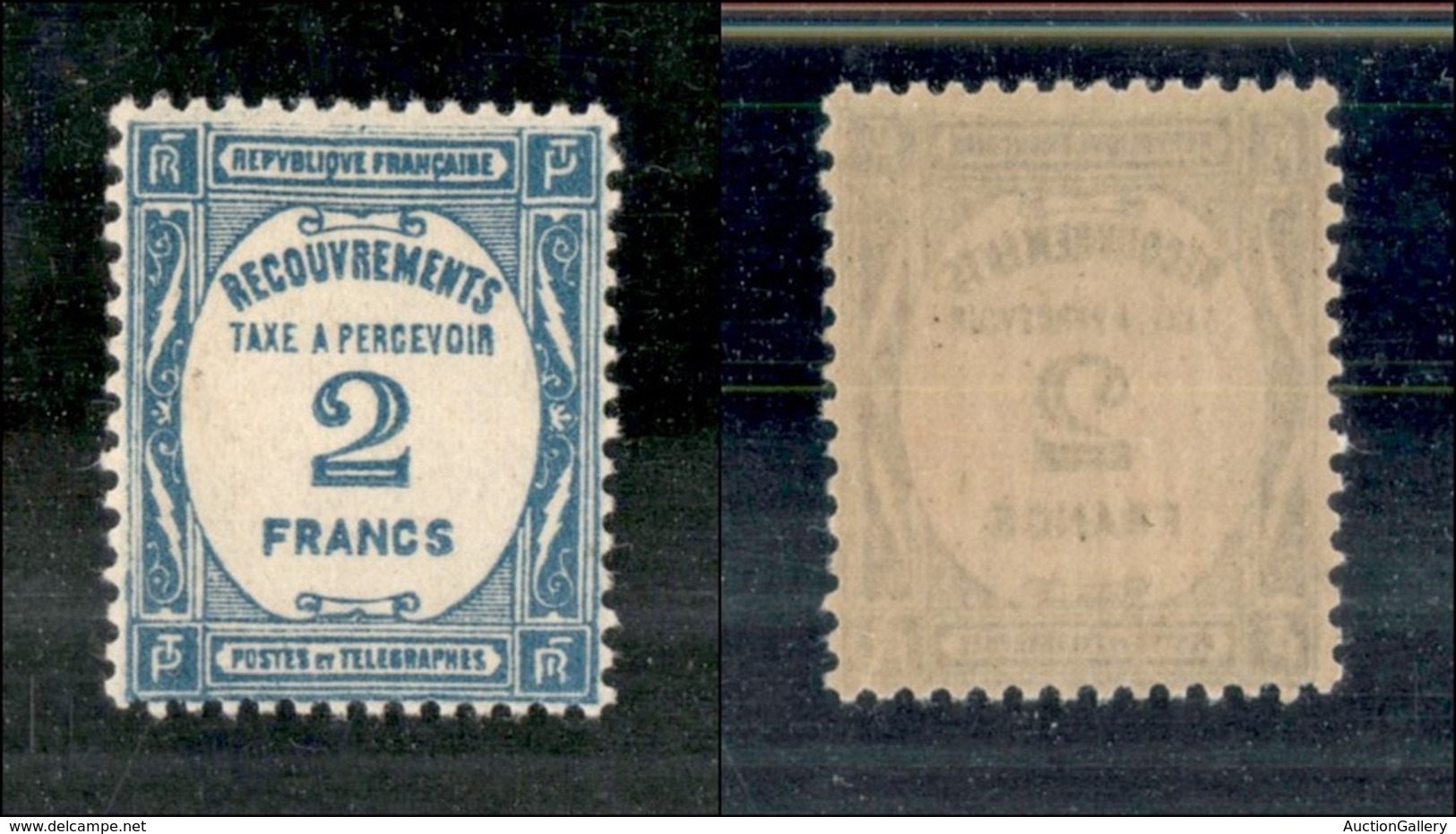 EUROPA - FRANCIA - 1927 - 2 Franchi (61 - Segnatasse) - Gomma Integra (130) - Otros & Sin Clasificación