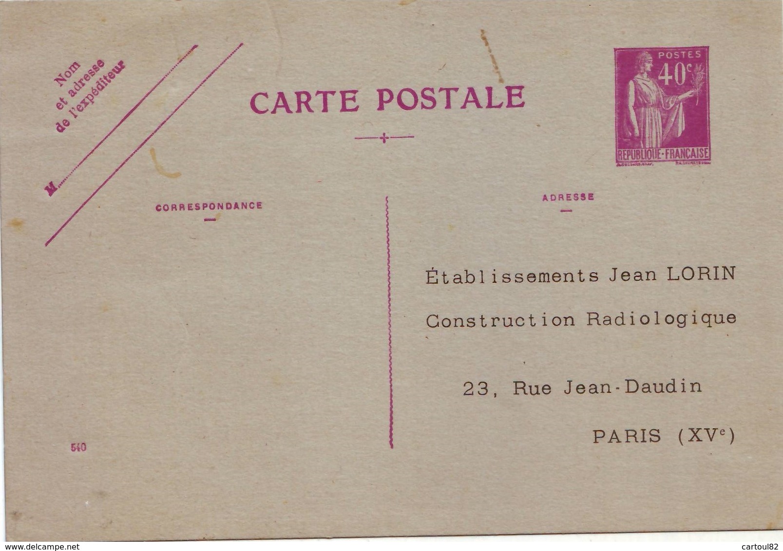 225 DA 40 C Paix CP Médecine - Cartoline Postali Ristampe (ante 1955)