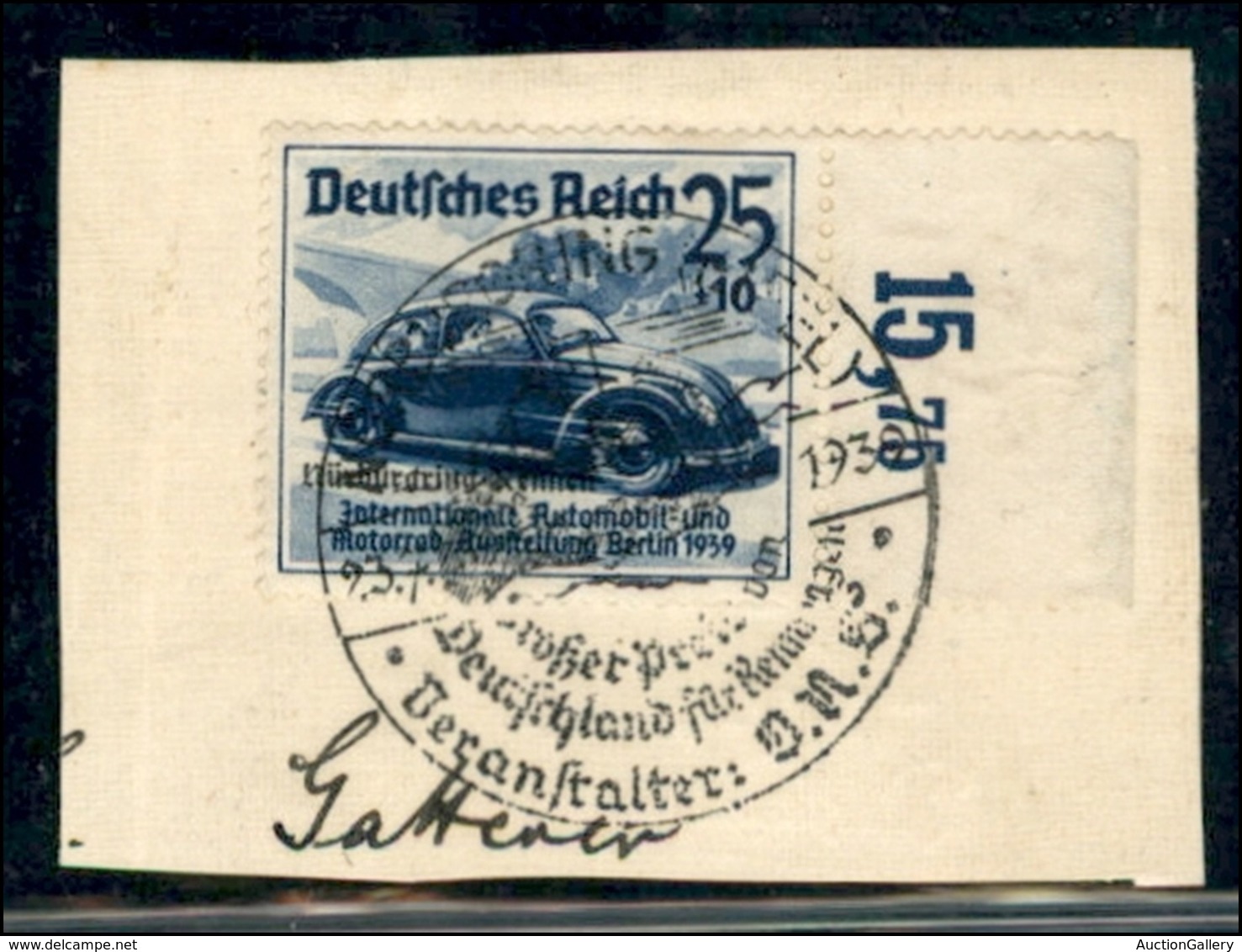 EUROPA - GERMANIA - 1939 - 25 + 10 Pf. Esposizione Auto Berlino (688) - Su Frammento - Sonstige & Ohne Zuordnung