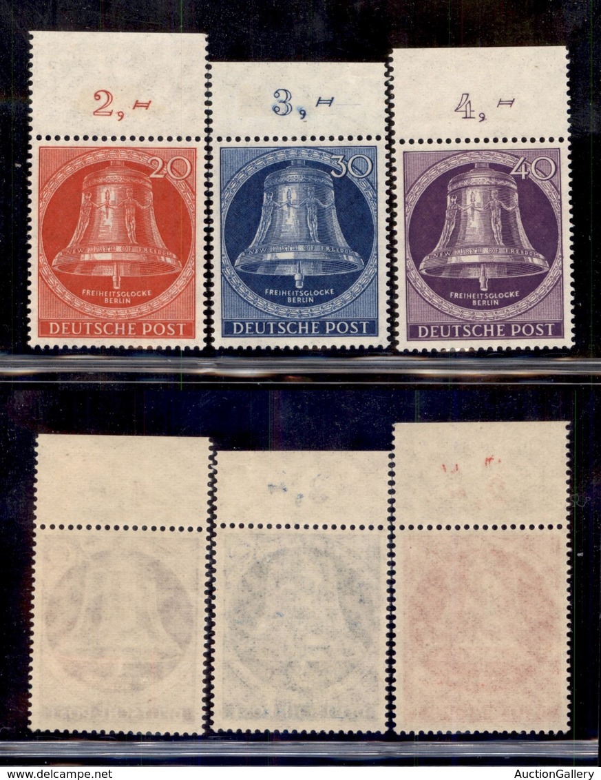EUROPA - GERMANIA - Berlino - 1953 - Campana (103/105) - 3 Valori Bordo Foglio - Gomma Integra (80+) - Sonstige & Ohne Zuordnung