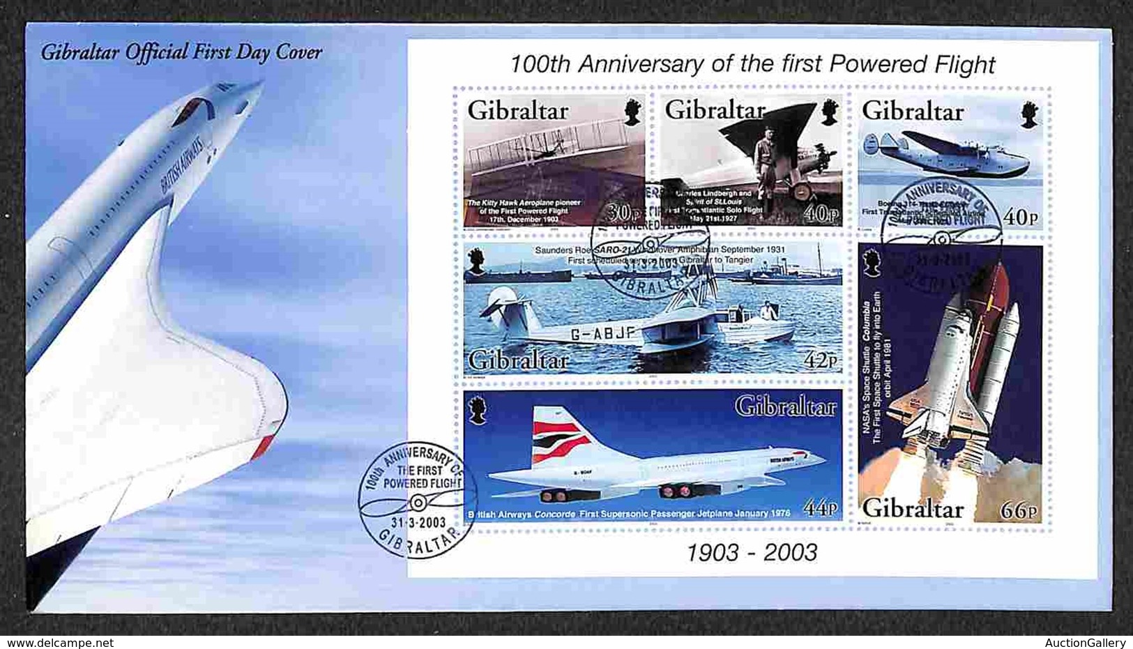 EUROPA - GIBILTERRA - 100 Anni Aviazione (Block 54) FDC 31.3.03 - Other & Unclassified