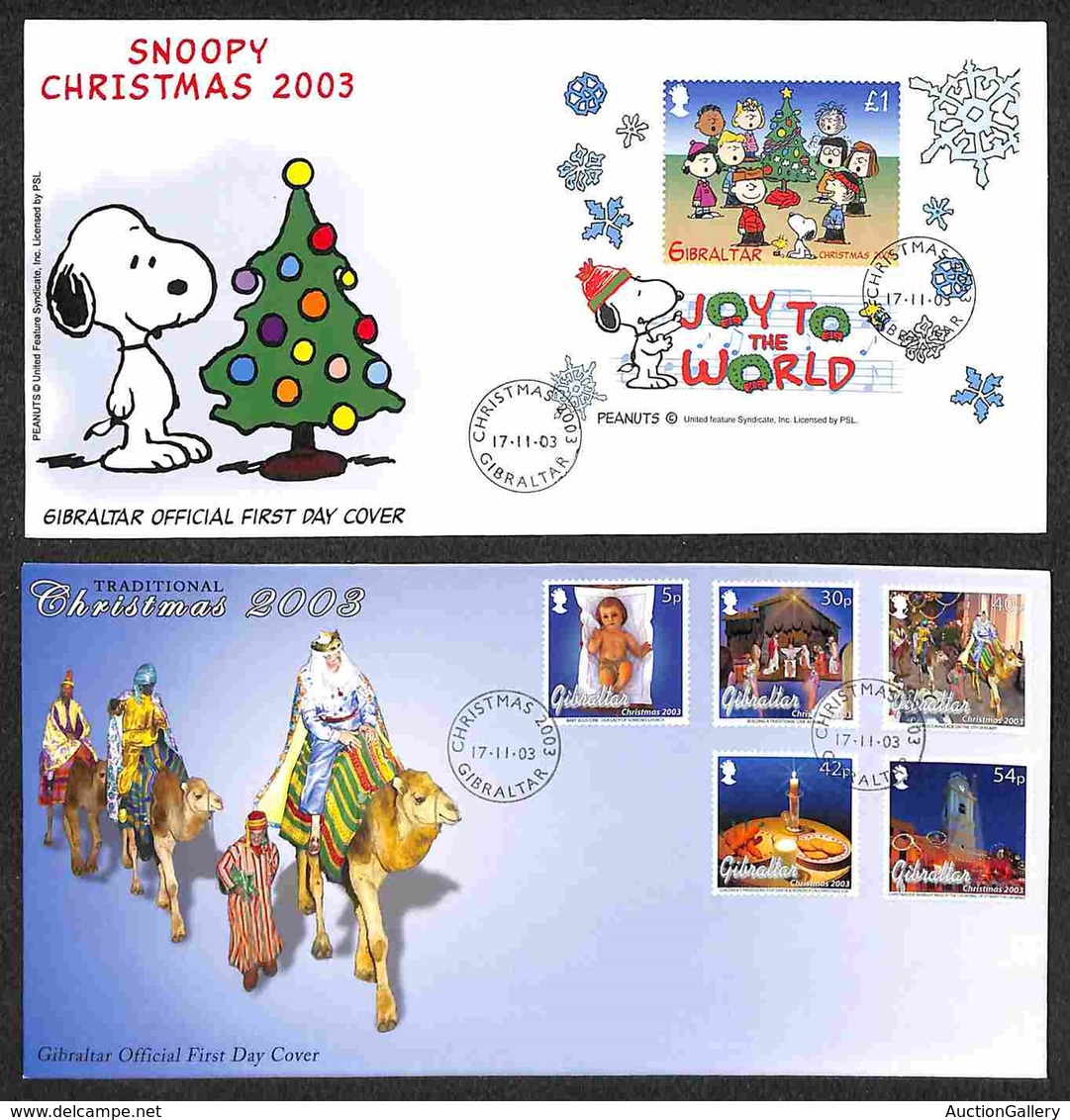 EUROPA - GIBILTERRA - Natale (1058/1062 + Block 58) 2 FDC 17.11.03 - Other & Unclassified
