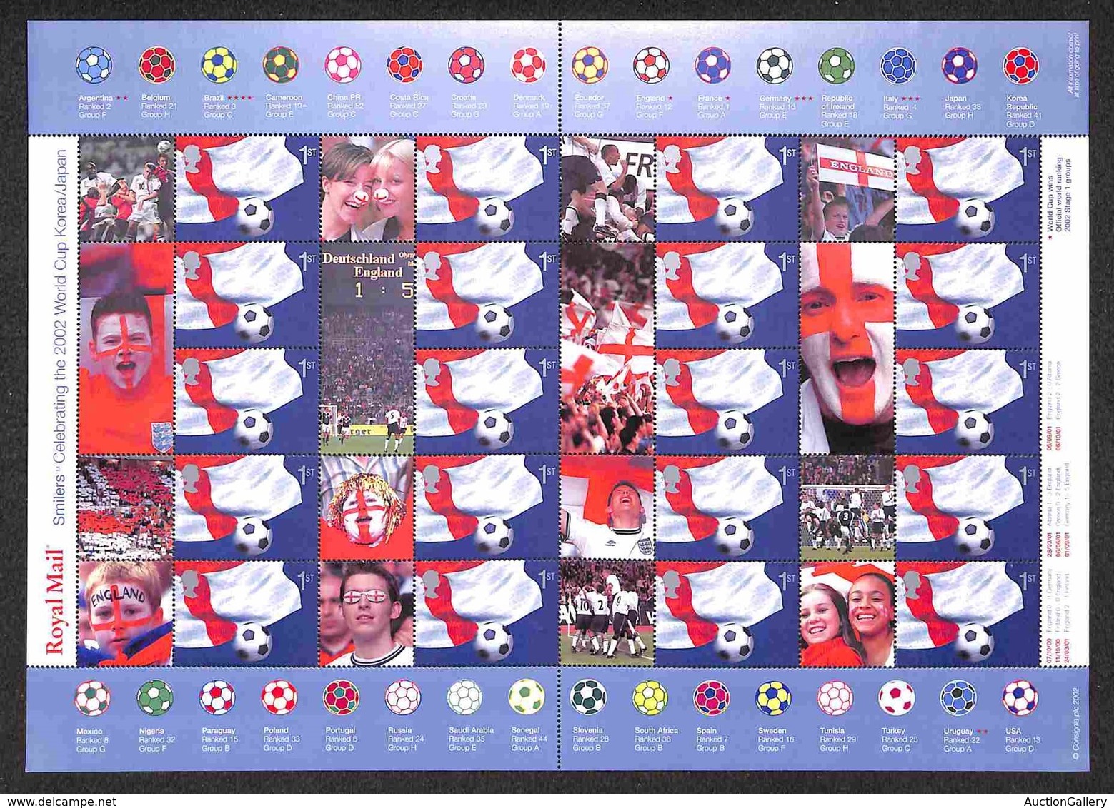 EUROPA - GRAN BRETAGNA - 2002 -  Smiler Sheet - World Cup Football (LS8) - Nuovo Perfetto - Other & Unclassified