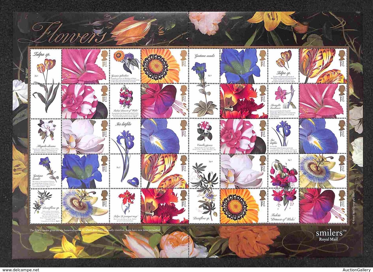 EUROPA - GRAN BRETAGNA - 2003 -  Smiler Sheet - Flower Paintings (LS11) - Nuovo Perfetto - Other & Unclassified