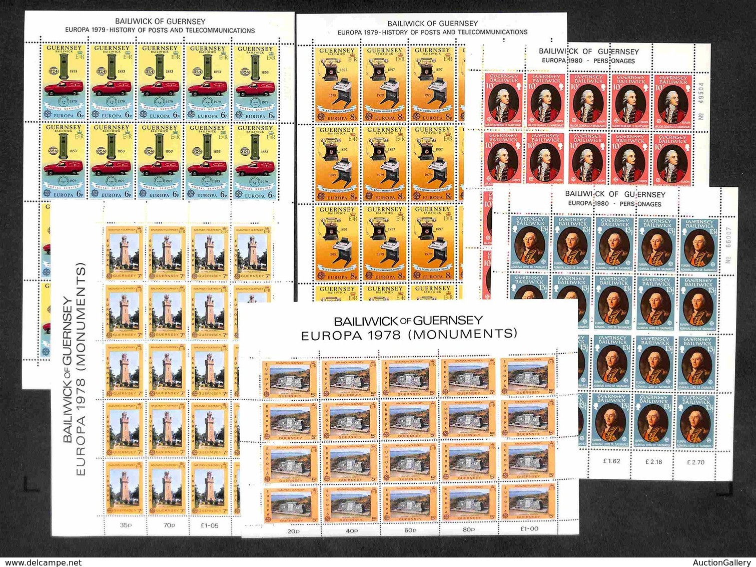 EUROPA - GUERNSEY - 1978/1980 - Europa CEPT (161/162 + 189/190 + 204/205) - 3 Serie Complete Del Periodo In Minifogli -  - Andere & Zonder Classificatie