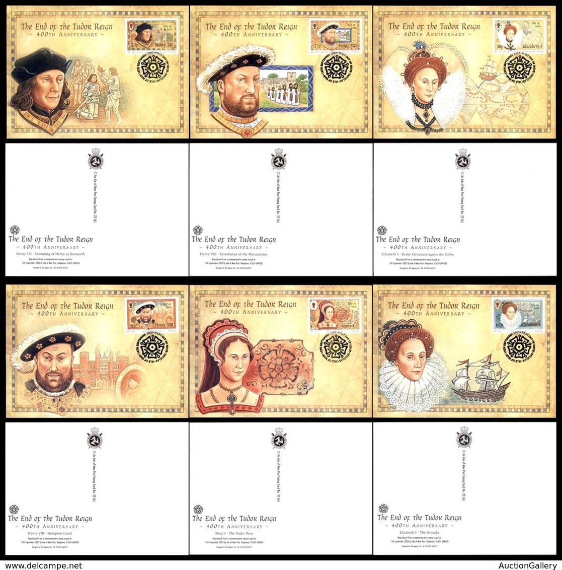 EUROPA - GUERNSEY - Tudor (1068/1073) - Serie Completa In 6 Cartoline FDC 15.9.03 - Autres & Non Classés