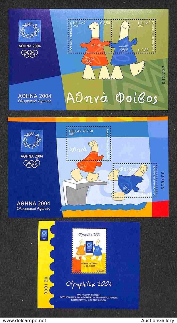 EUROPA - GRECIA - 2003/2004 - Foglietti Mascotte Olimpiadi Atene (Block 23 + 25 + 37) - Tre Foglietti - Gomma Integra (4 - Other & Unclassified